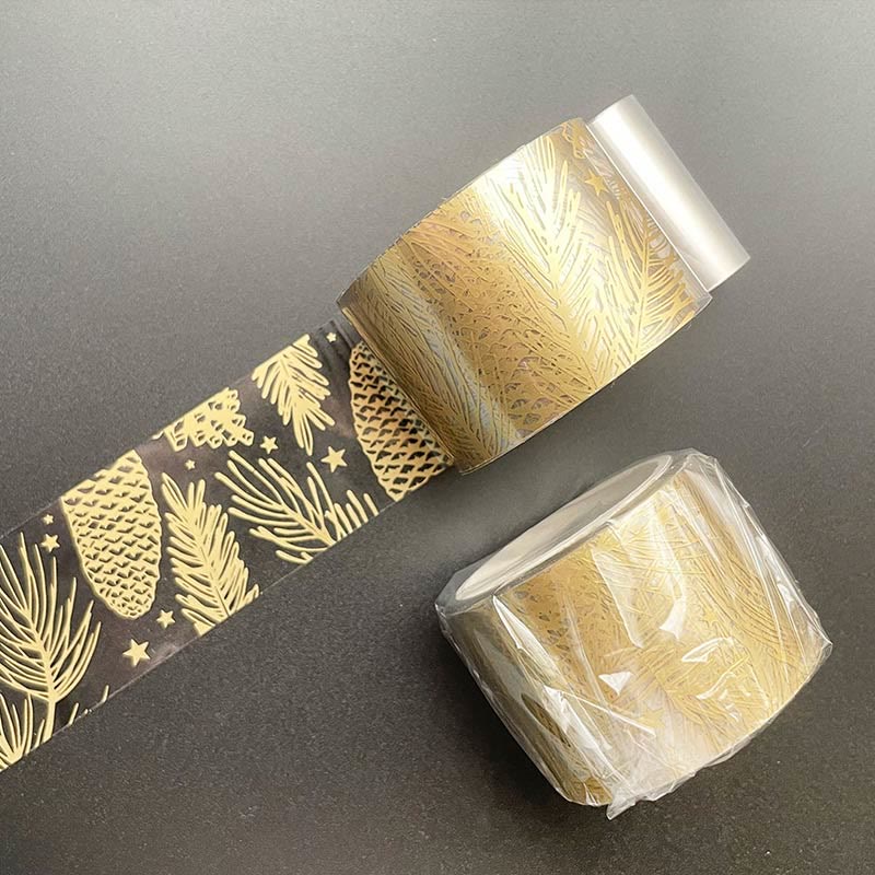 Golden Stamping Clear PET Tape Butterfly Feather Pinecone Star Ginkgo Leaf