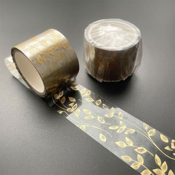 Golden Stamping Clear PET Tape Butterfly Feather Pinecone Star Ginkgo Leaf