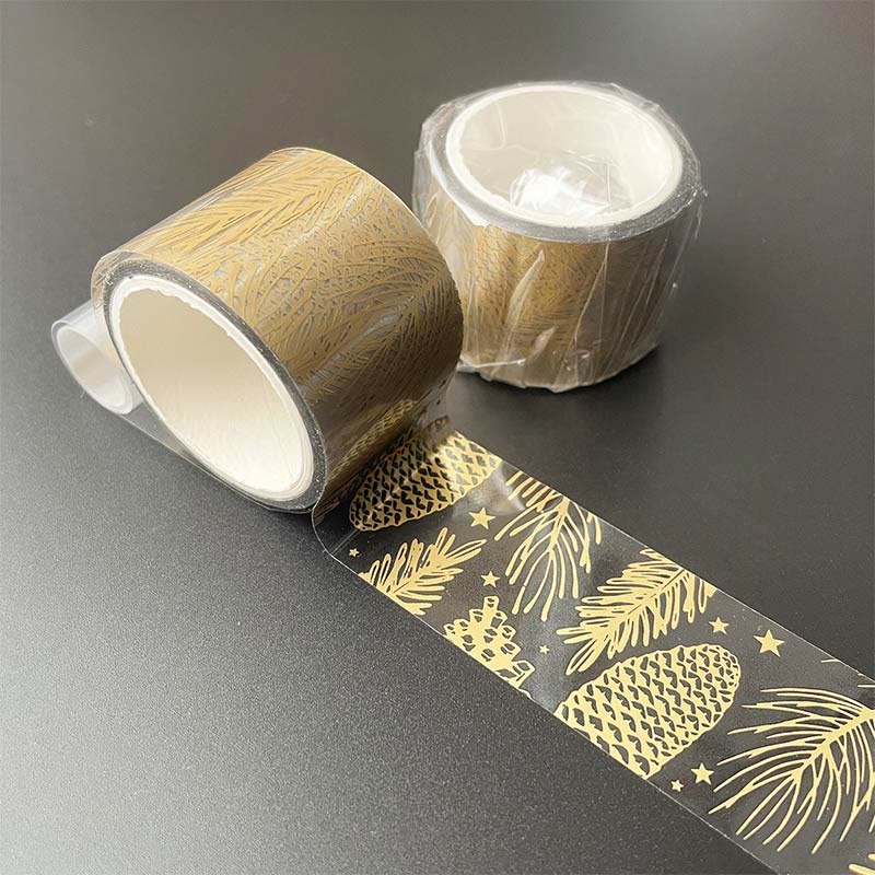 Golden Stamping Clear PET Tape Butterfly Feather Pinecone Star Ginkgo Leaf