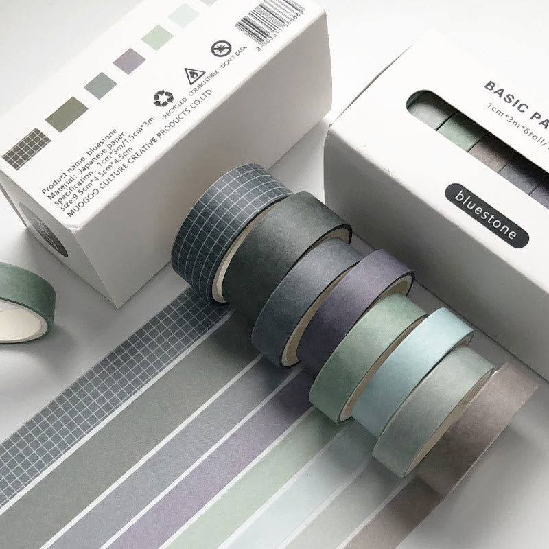 Solid Color Washi Tape 8Pcs Set Simple Style DIY Craft