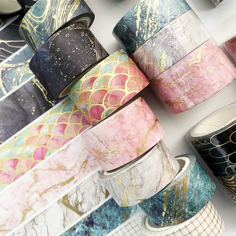 3Pcs Gilting Texture Tape Set Marble Foil Print Washi Tape