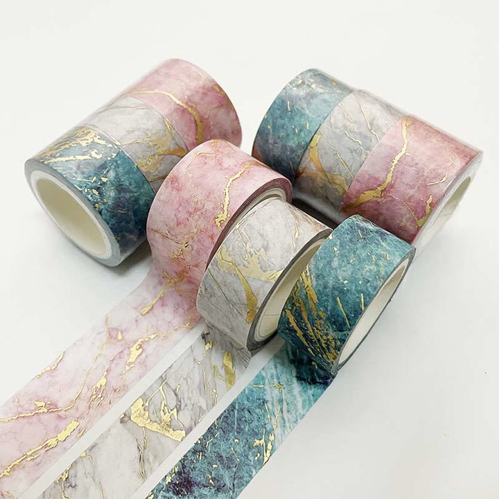 3Pcs Gilting Texture Tape Set Marble Foil Print Washi Tape