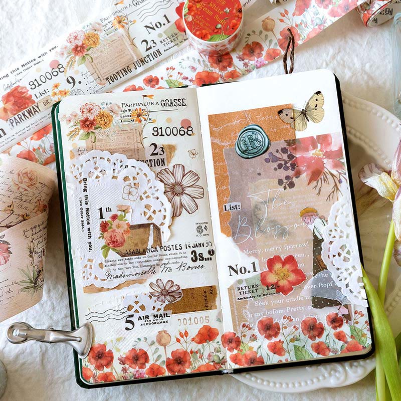 Wonderland of Flowers Series 8 Styles Retro Floral Tape Scrapbook Decorative