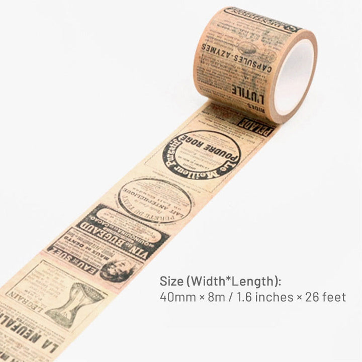 Gothic Style Washi Tape Bookish Number Alphabet Newspaper Map Letters Theme