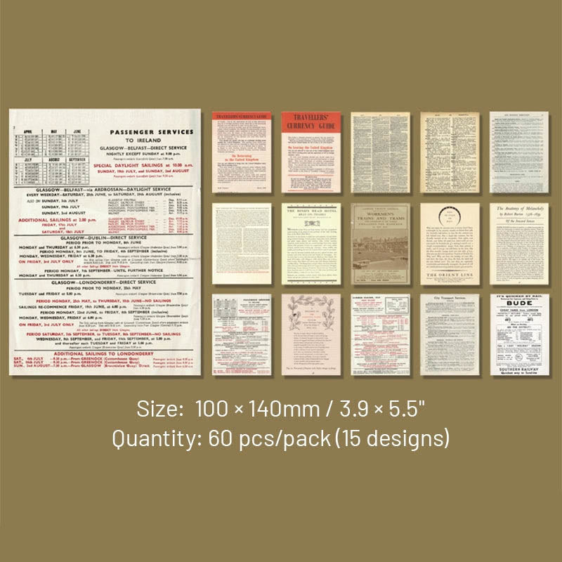 Vintage Paper Set Decorative Time Travel Scrapbook Journaling Backing Paper