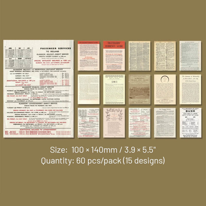 Vintage Paper Set Decorative Time Travel Scrapbook Journaling Backing Paper