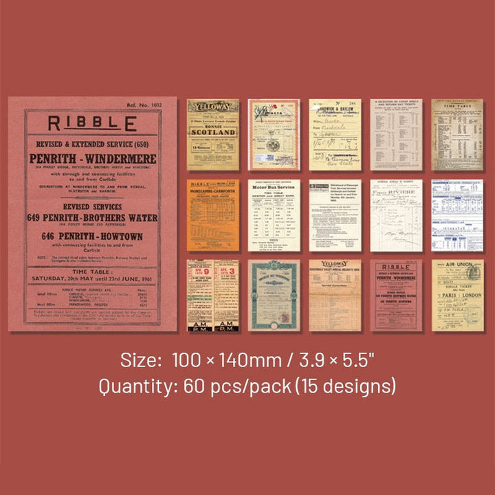 Vintage Paper Set Decorative Time Travel Scrapbook Journaling Backing Paper