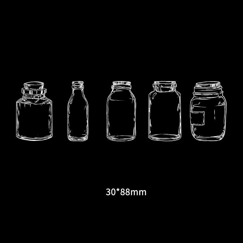 30Pcs Transparent Glass Bottle Vase Stickers