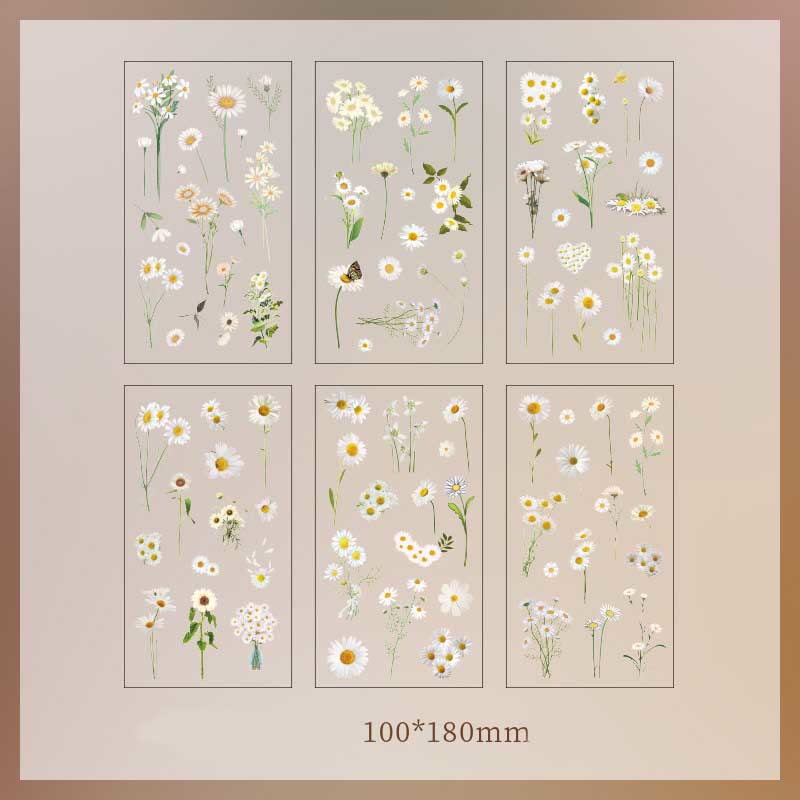 Natural Plants Floral Stickers Daisy Rose Lavender Eucalyptus