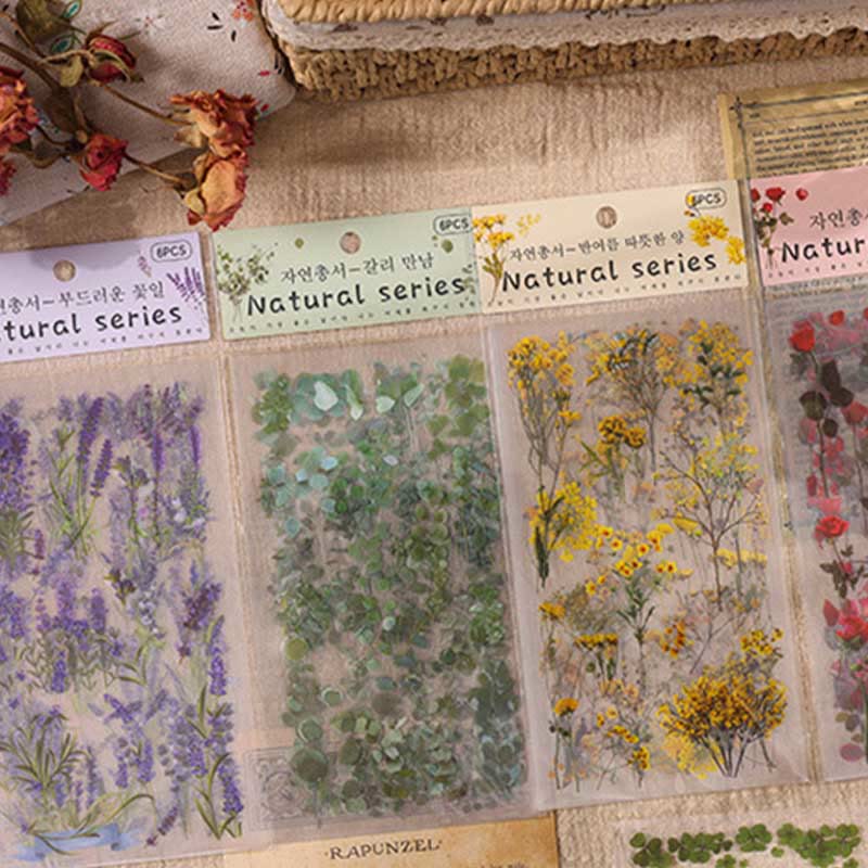 Natural Plants Floral Stickers Daisy Rose Lavender Eucalyptus