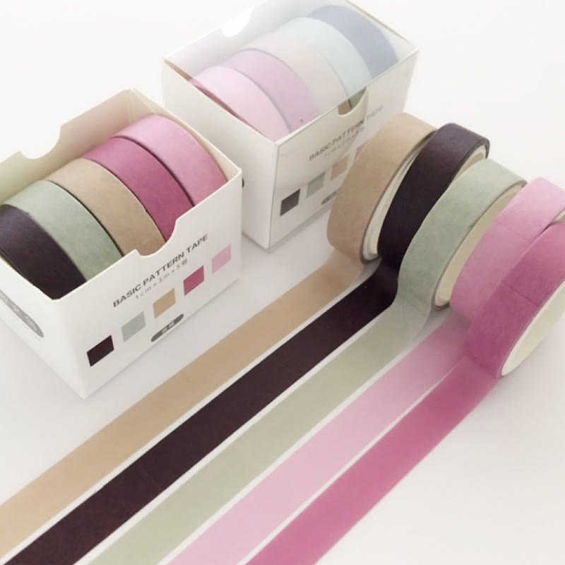 5 Rolls Simple Washi Tape Set Paper Decorative Adhesive Tape