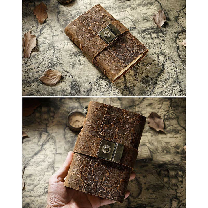 Retro Leather Password Locked Notebook 320Pages Handmade Travel Diary Journal