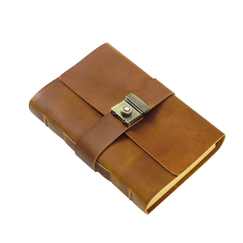 Retro Leather Password Locked Notebook 320Pages Handmade Travel Diary Journal