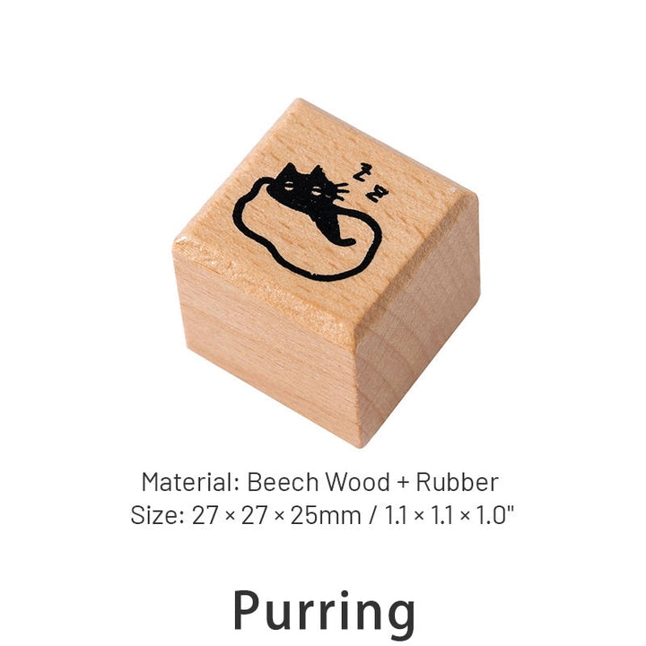 Mini Cute Cat Rubber Stamp 6 Styles Options Wood Rubber Stamps