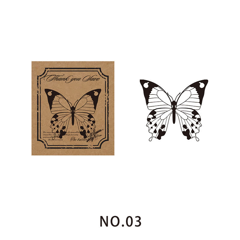 9 Styles Butterfly Theme Wood Rubber Stamps Journal Diary Decoration