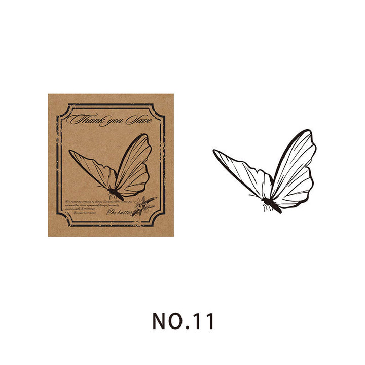 9 Styles Butterfly Theme Wood Rubber Stamps Journal Diary Decoration