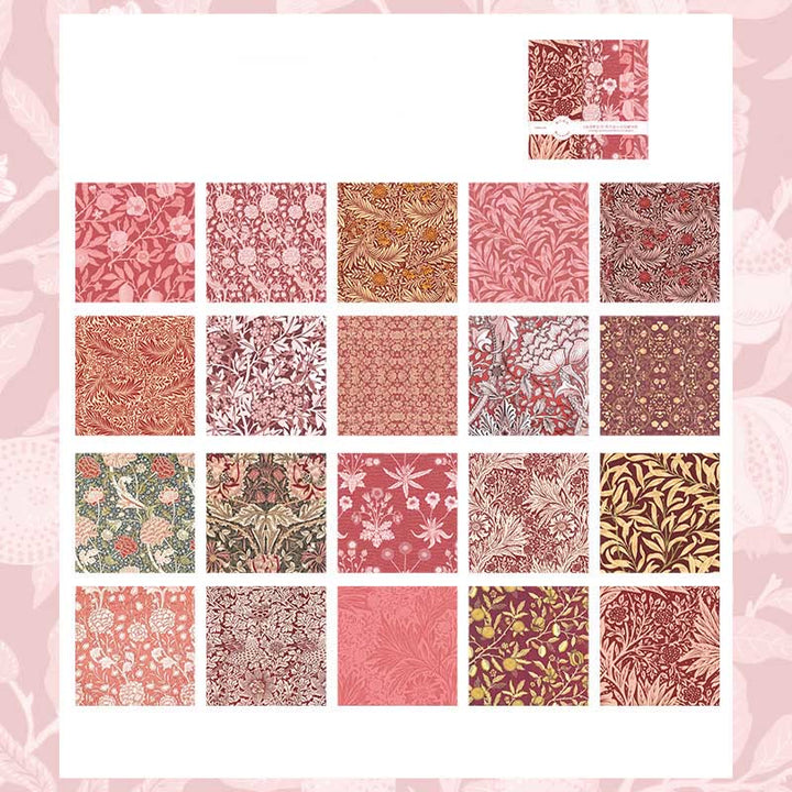 Floral Morris Garden Paper Set Decorative Scrapbook Journaling Backing Paper