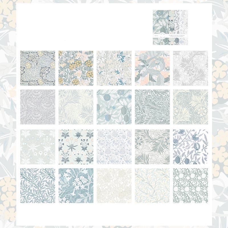 Floral Morris Garden Paper Set Decorative Scrapbook Journaling Backing Paper