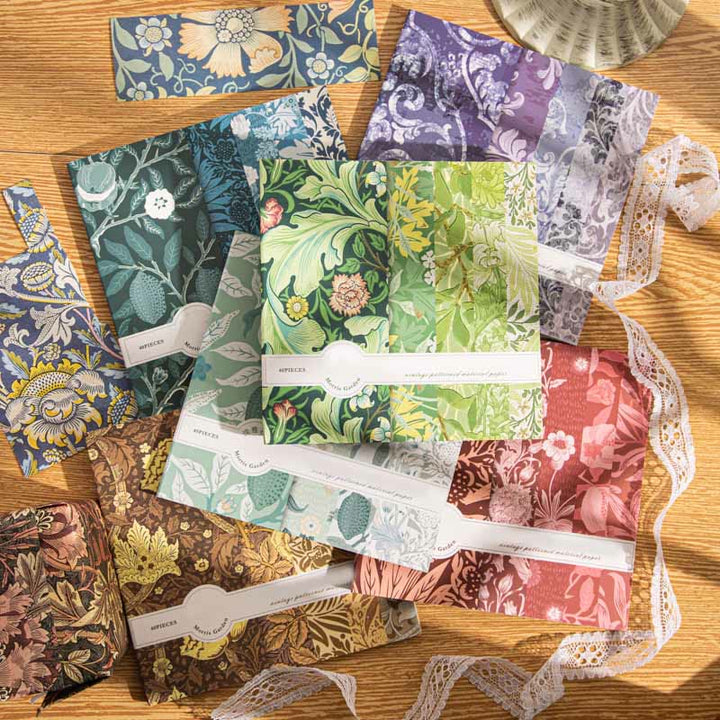 Floral Morris Garden Paper Set Decorative Scrapbook Journaling Backing Paper