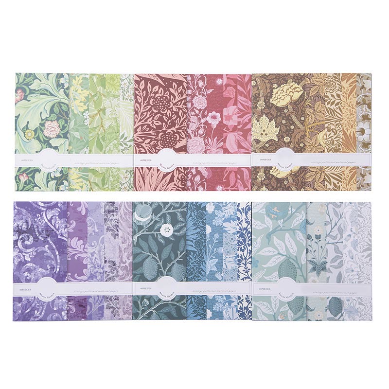 Floral Morris Garden Paper Set Decorative Scrapbook Journaling Backing Paper