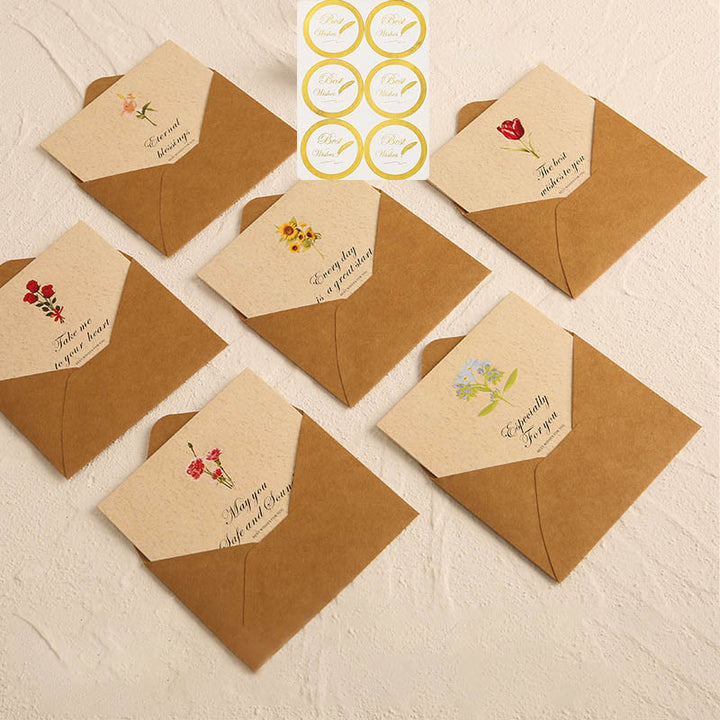 Flower Greeting Card With Envelopes For Mail Letter