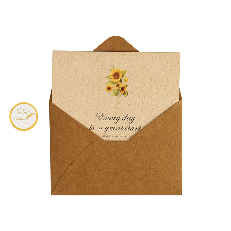 Flower Greeting Card With Envelopes For Mail Letter