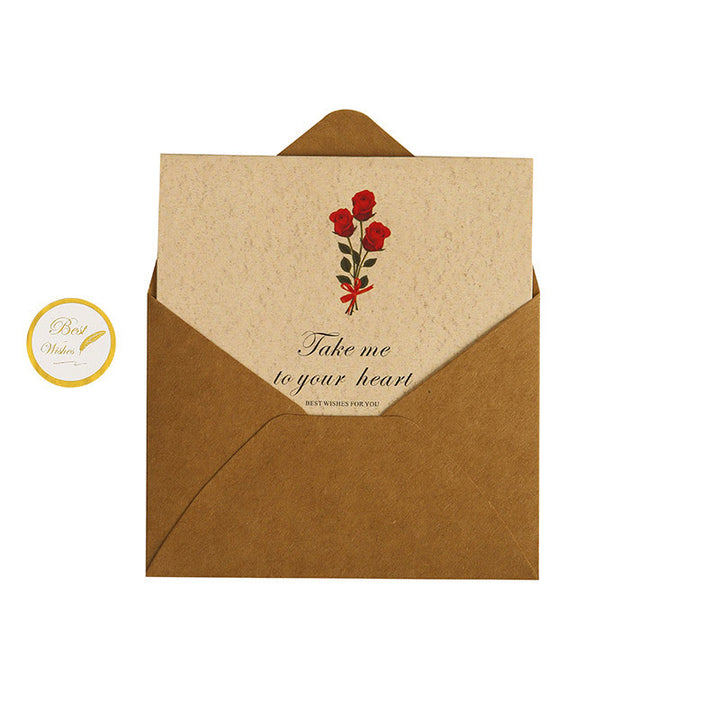 Flower Greeting Card With Envelopes For Mail Letter