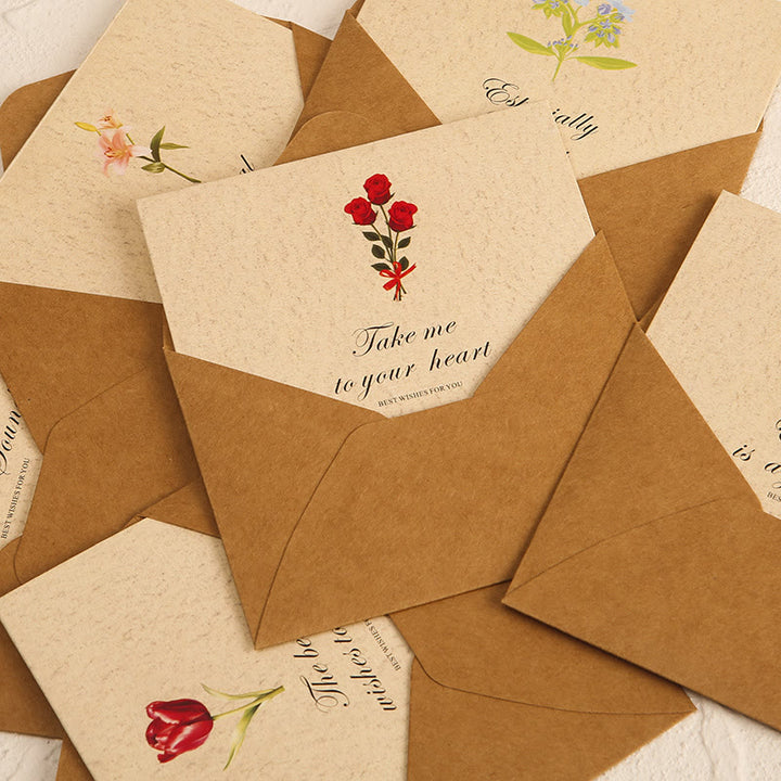 Flower Greeting Card With Envelopes For Mail Letter