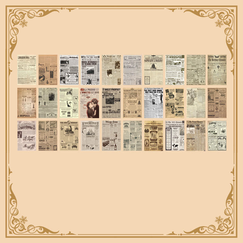 Retro Paper Set Decorative Bookish Art Note Journaling Backing Paper