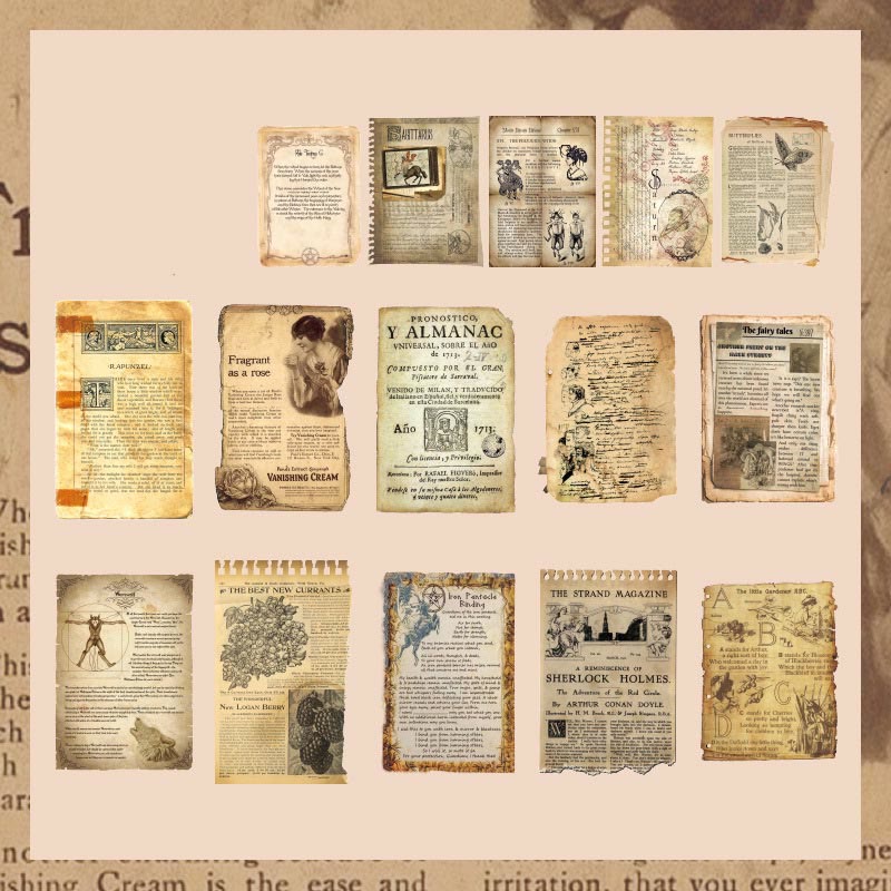 Vintage Paper Set Decorative Bookish Burnt Letter Journaling