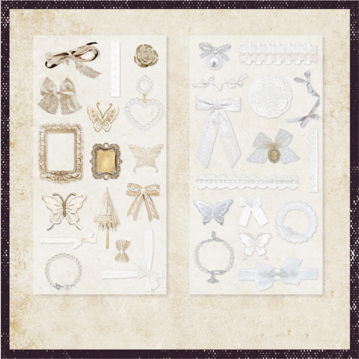 Vintage Jewelry Series Old Items PET Stickers 2 Sheets