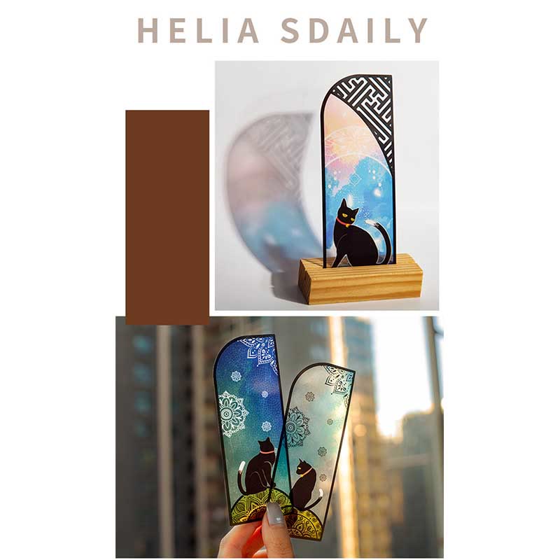 Helia's Daily Routine Black Lucky Cat PET Bookmark