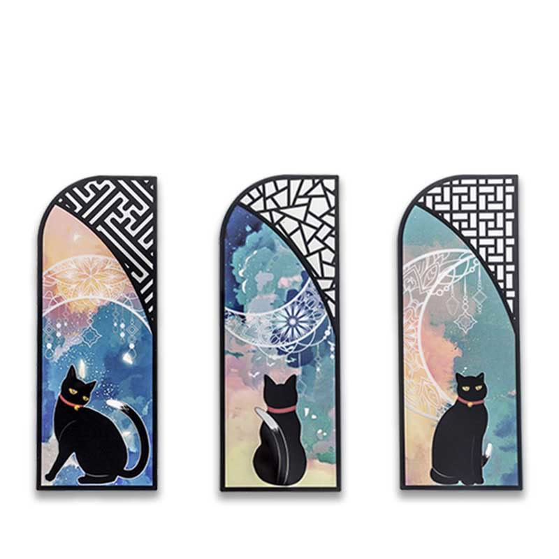 Helia's Daily Routine Black Lucky Cat PET Bookmark