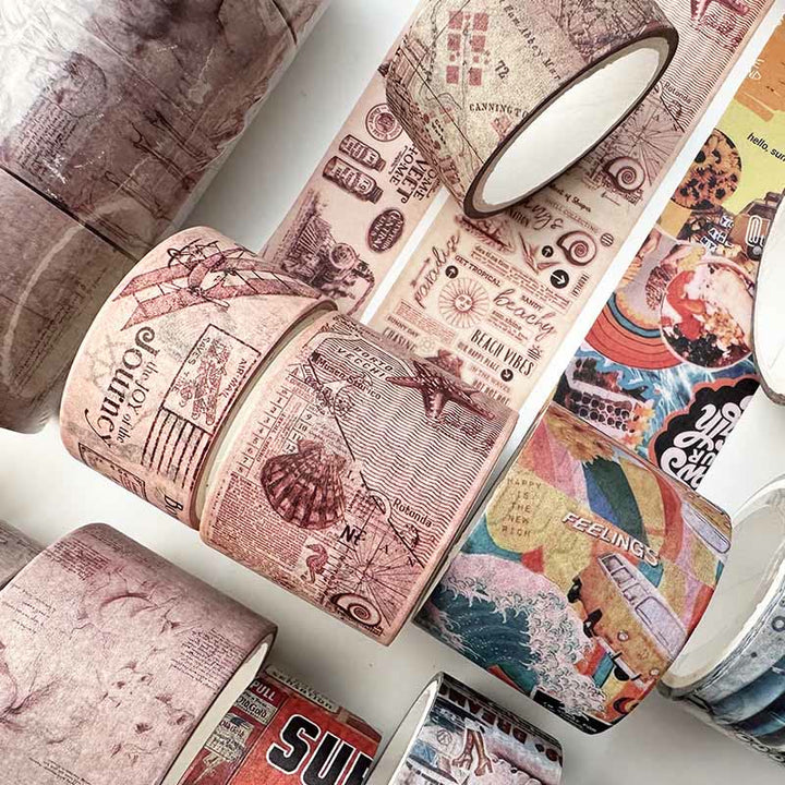 4pcs Set Decorative Paper Tape Retro DIY Scrapbook Decor