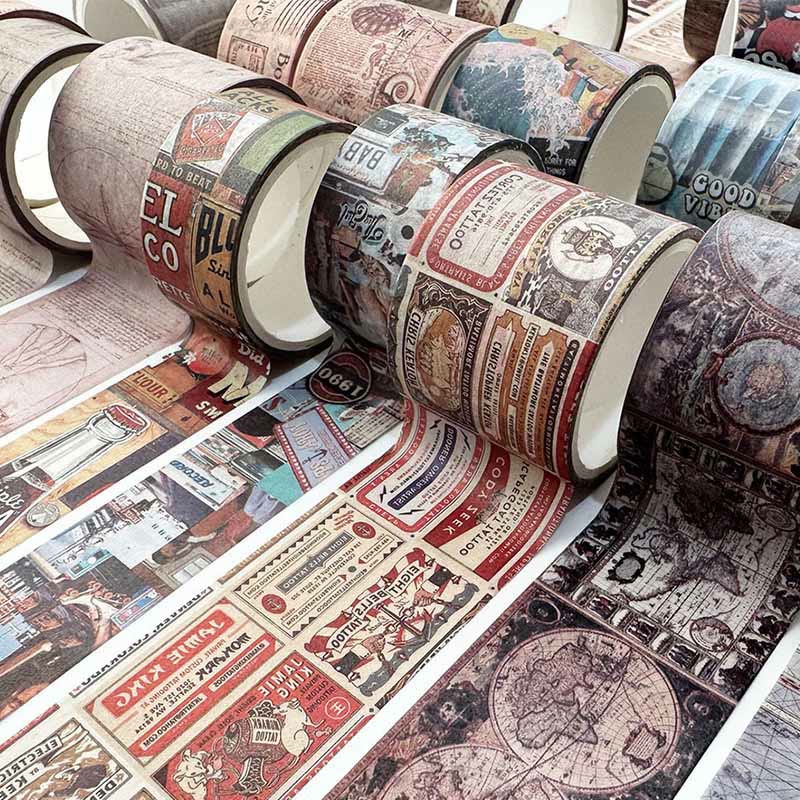 4pcs Set Decorative Paper Tape Retro DIY Scrapbook Decor