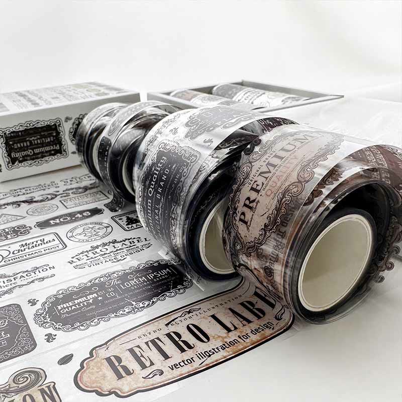 8pcs Decorative PET Waterproof Tape Retro DIY Scrapbook Decor