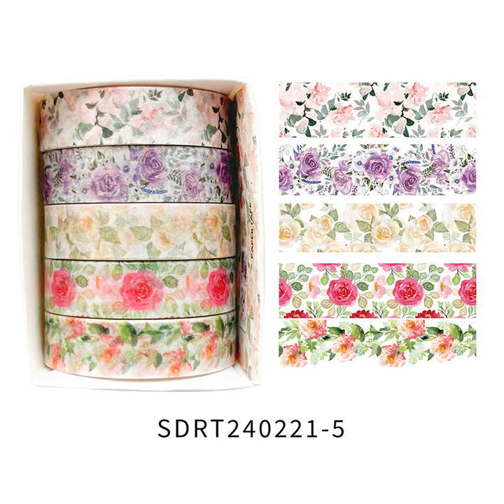 5pcs Set Spring Romance Decorative Paper Tape DIY Scrapbook Decor