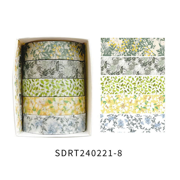 5pcs Set Spring Romance Decorative Paper Tape DIY Scrapbook Decor