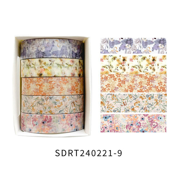 5pcs Set Spring Romance Decorative Paper Tape DIY Scrapbook Decor