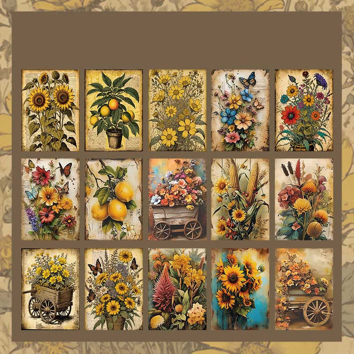 Retro Flower Garden Paper Decorative Scrapbook Journaling Backing Paper