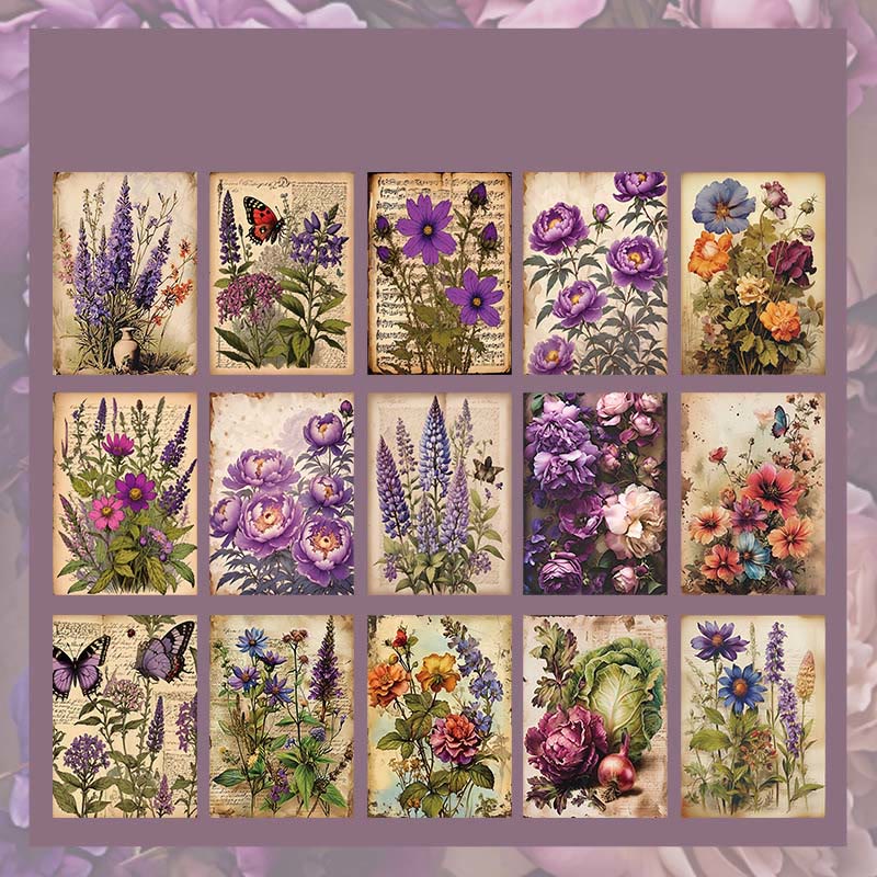 Retro Flower Garden Paper Decorative Scrapbook Journaling Backing Paper