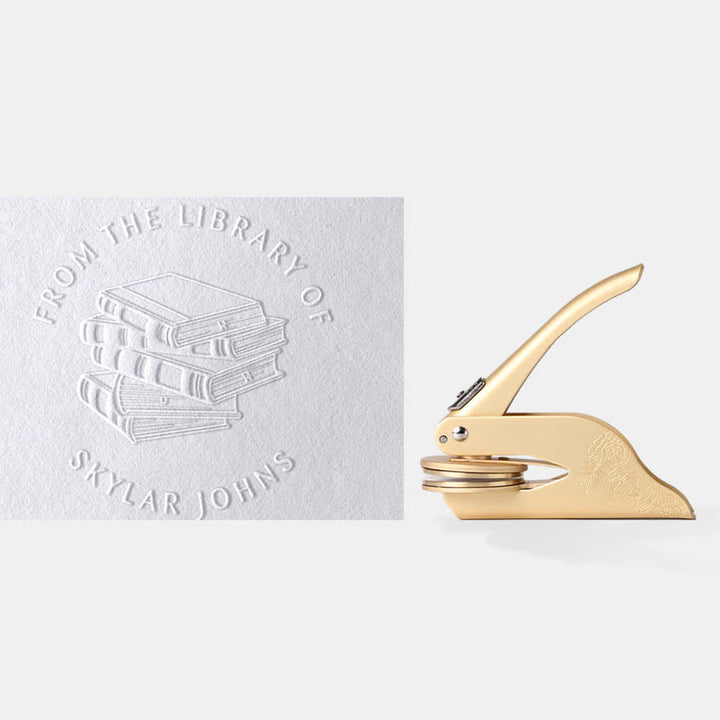 Personalized Book Embosser Stamp With Name And Text For Writers