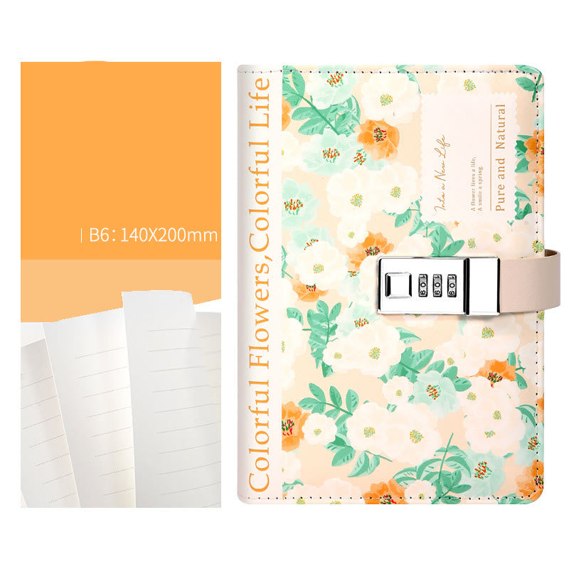 B6 Flowers Leather Cover Notebook For Daily Record Student Gift