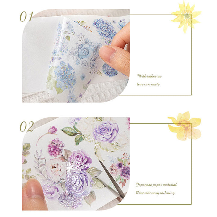 Floral Washi Tape Sticker Self-Adhesive Scrapbook DIY Decor