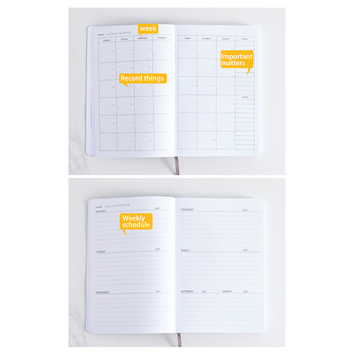 A5 Moon Leather Cover Schedule Notebook For Daily Record