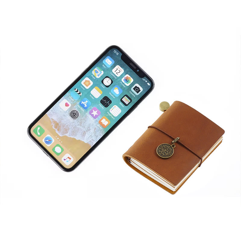 Mini Classic Leather Cover Notebook For Travel Daily Record