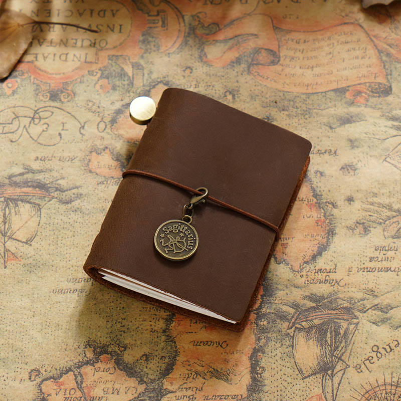 Mini Classic Leather Cover Notebook For Travel Daily Record