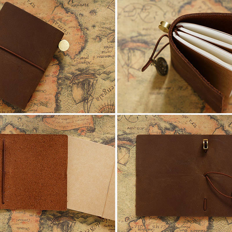 Mini Classic Leather Cover Notebook For Travel Daily Record