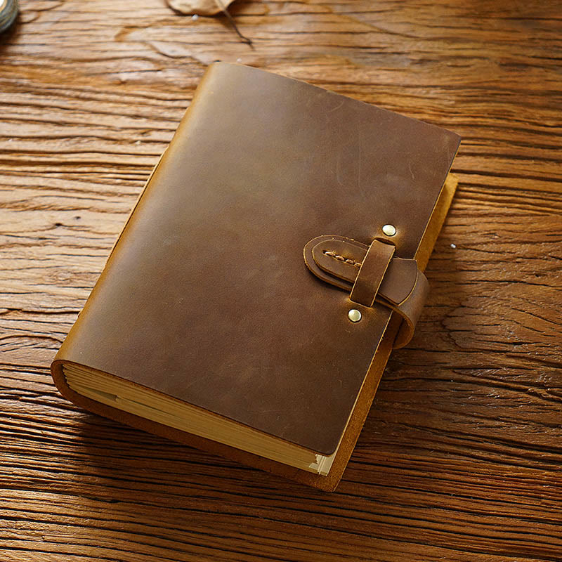 Retro Brown Genuine Leather Cover Notebook For Daily Record