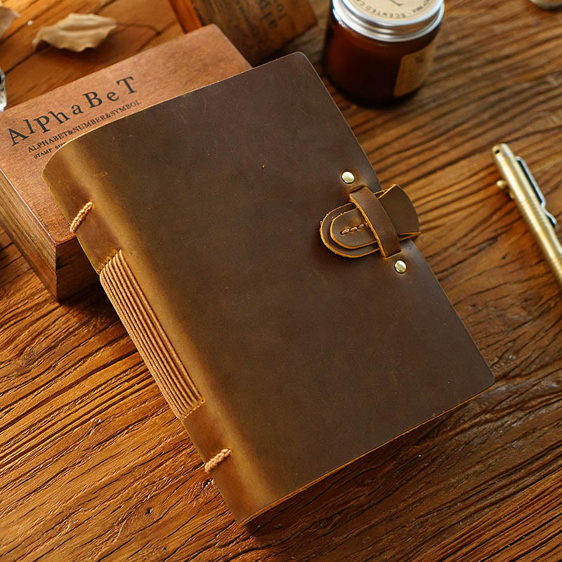 Retro Brown Genuine Leather Cover Notebook For Daily Record